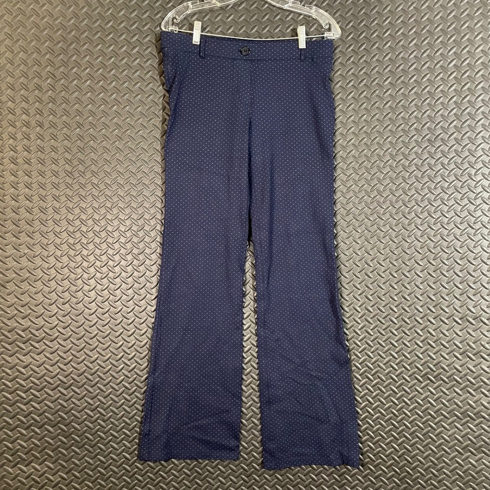 Betabrand Blue Polka Dot Wide Leg‎ Dress Pants Career Women's Size Medium